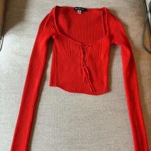 Crop lace up sweater from urban outfitters